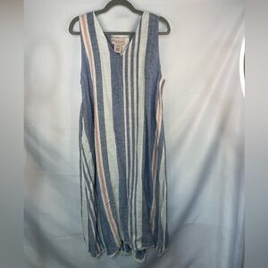 100% line dress by Philosophy. Fringed hem and its wide straps. So cute and boho
